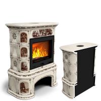 КимрПечь Прованс с дровником пристенный Звери (топка: Ладья-700)