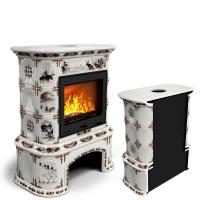 КимрПечь Прованс с дровником пристенный Зима в лесу (топка: Ладья-600)