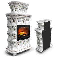 КимрПечь Керамическая печь Истра пристенный двухъярусный Птицы (комплектация: Ладья-600)