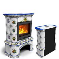 КимрПечь Прованс с дровником пристенный Луг (топка: Ладья-600)