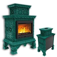 КимрПечь Изразцовая печь Кострома пристенный двухъярусный Волна (топка: Ладья-600) (топка: Ладья-600)