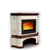 КимрПечь Прованс с дровником угловой Шоколад. Печь медленного горения (топка: Ладья-600)