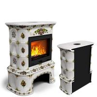 КимрПечь Прованс с дровником пристенный Лето (топка: Ладья-700)