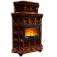 КимрПечь Истра угловой двухъярусный Каштан (комплектация: Облицовка для топок Ладья-600, Antek)