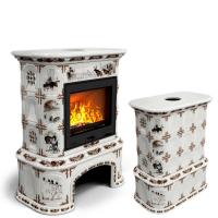 КимрПечь Прованс с дровником центральный Зима в лесу (топка: Ладья-700)