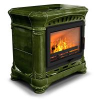 КимрПечь Камин с изразцами Модерн центральный Хвоя (топка: Ладья-700)