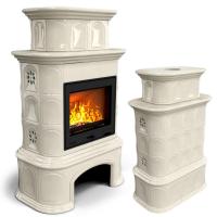 КимрПечь Прованс с дровником центральный двухъярусный Ваниль (топка: Ладья-700)