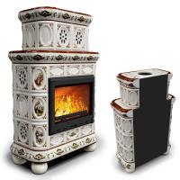 КимрПечь Изразцовый камин Медальон пристенный двухъярусный Усадьба (топка: Ладья-600) (топка: Ладья-600)