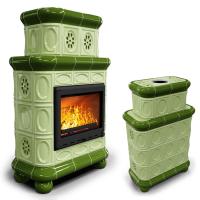 КимрПечь Изразцовый камин Медальон центральный двухъярусный Олива (топка: Ладья-700) (топка: Ладья-700)