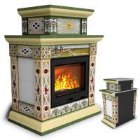 КимрПечь Билибин пристенный двухъярусный Осень. Камин керамический (топка: Ладья-600) (топка: Ладья-600)