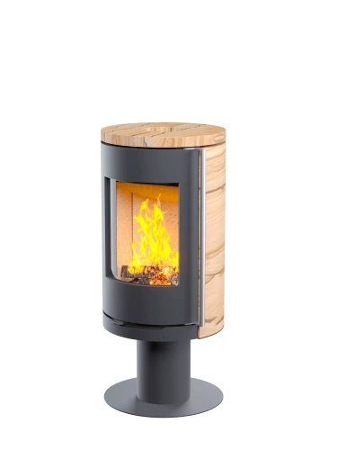 Печь-камин АСТОВ ASTOV R1.0 N К (с каменными панелями и круглой задней стенкой)