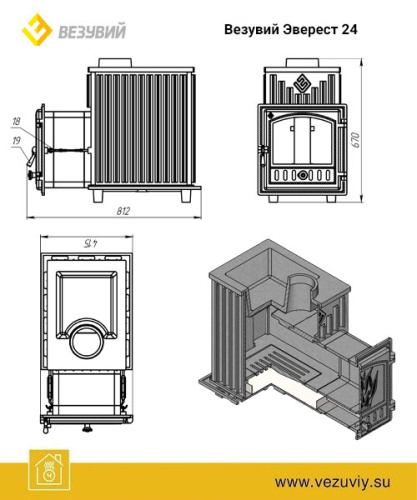 Печь для бани  ЭВЕРЕСТ (EVEREST) 24 (280) под обкладку