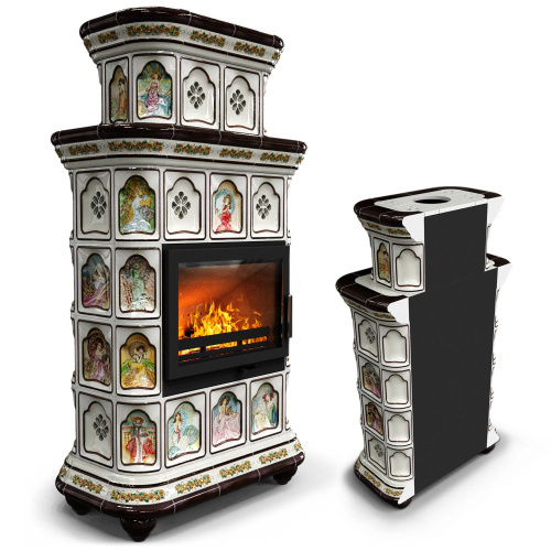 КимрПечь Керамическая печь Истра пристенный двухъярусный Муха (комплектация: Ладья-700)