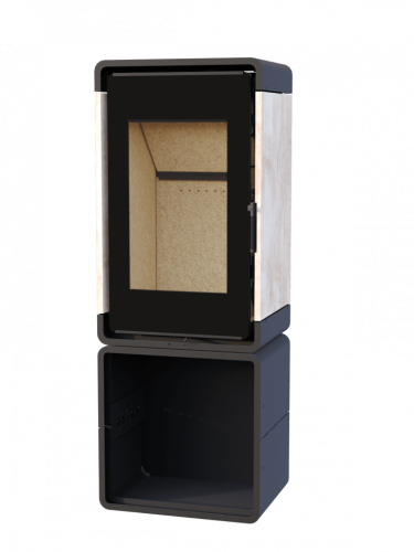 Печь-камин АСТОВ ASTOV КУБ ПК 4581 с каменными панелями на дровнике