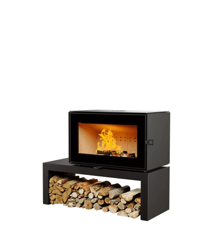 Печь-камин (ASTOV) Астов Куб 800 на подиуме