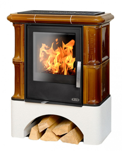 Печь-камин ABX Bavaria KI, с белым цоколем и допуском воздуха
