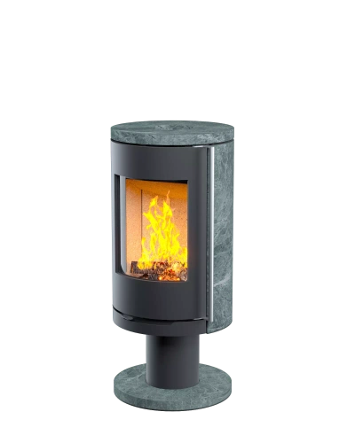 Печь-камин АСТОВ ASTOV R1.0 N К (с каменными панелями и круглой задней стенкой)