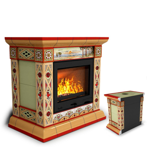 КимрПечь Билибин пристенный Лето (топка: Ладья-600) (топка: Ладья-600)