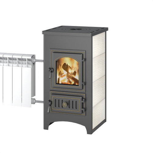 Печь-камин ВЕЗУВИЙ ПК-01(270) с плитой и Т/О беж.