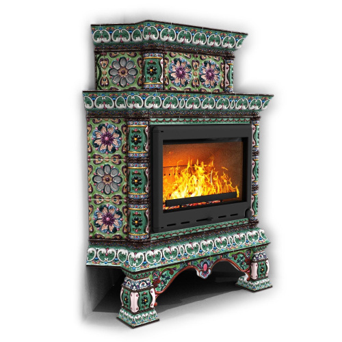 КимрПечь Изразцовая печь Кострома угловой двухъярусный Апрель (топка: Ладья-700)