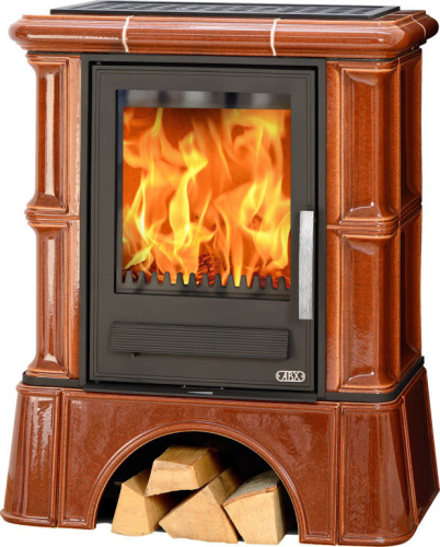 Печь-камин ABX Bavaria LI, с чугунной топкой, с кафельным цоколем