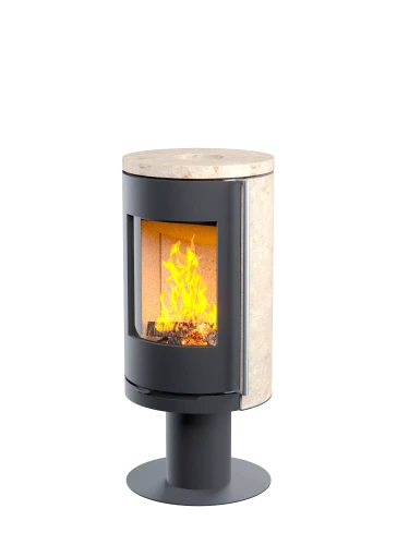 Печь-камин АСТОВ ASTOV R1.0 N К (с каменными панелями и круглой задней стенкой)