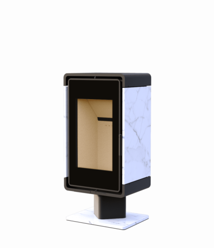 Печь-камин АСТОВ ASTOV КУБ ПК 4581 с каменными панелями на низкой ноге