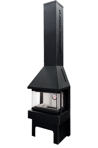 Камин Бавария Три стекла NEW ПАНОРАМА черный/графит (KTS200/KTS201) 3 стекла