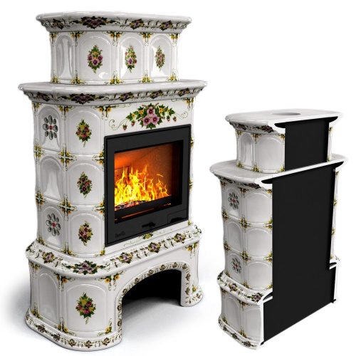 КимрПечь Прованс с дровником пристенный двухъярусный Лето (топка: Ладья-700)