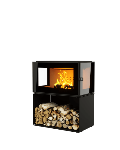 Печь-камин ASTOV (Астов) Куб 3С 800 на дровнике