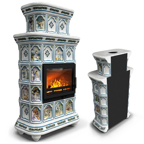 КимрПечь Керамическая печь Истра пристенный двухъярусный Фантазия (комплектация: Ладья-600)