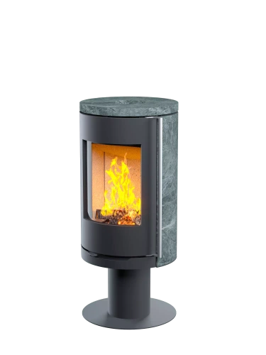 Печь-камин АСТОВ ASTOV R1.0 N К (с каменными панелями и круглой задней стенкой)