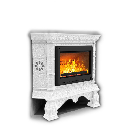 КимрПечь Изразцовая печь Кострома угловой Белый (топка: Ладья-700)