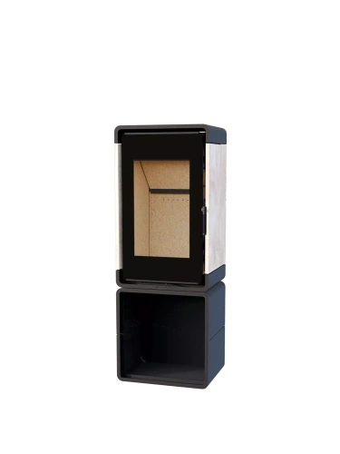 Печь-камин АСТОВ ASTOV КУБ ПК 4581 с каменными панелями на дровнике