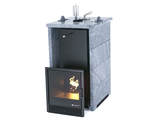 Печь для бани ИзиСтим Сочи в трехстороннем кожухе Талькохлорит