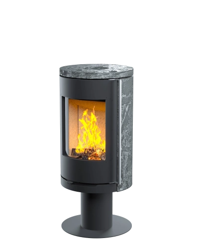 Печь-камин АСТОВ ASTOV R1.0 N К (с каменными панелями и круглой задней стенкой)